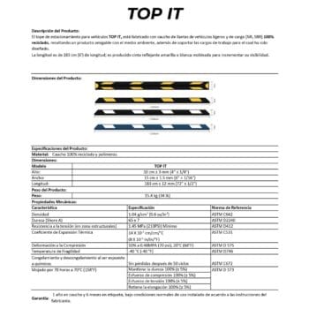 Tope Para Estacionamiento Top It Negro Con Reflejante Amarillo